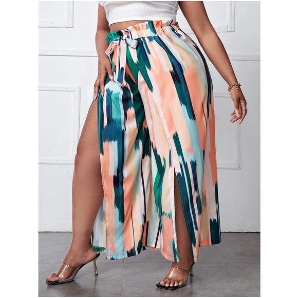 Plus Water Color Wide Leg Palazzo Lounge Pants - Picture 2 of 5